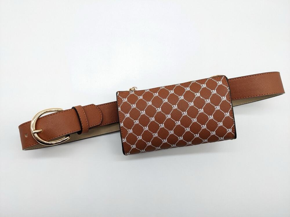 Steve Madden Women’s Monogram Brown Fanny Pack Belt XL NEW Outdoorwear
